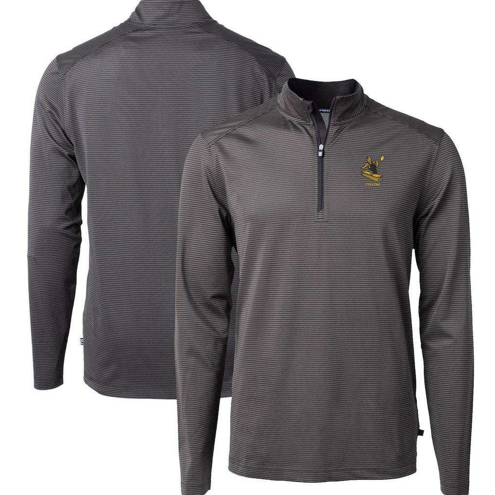 NFL Pittsburgh Steelers Cutter & Buck Big & Tall Virtue Eco Pique Micro Stripe Tri-Blend Quarter-Zip Jacket