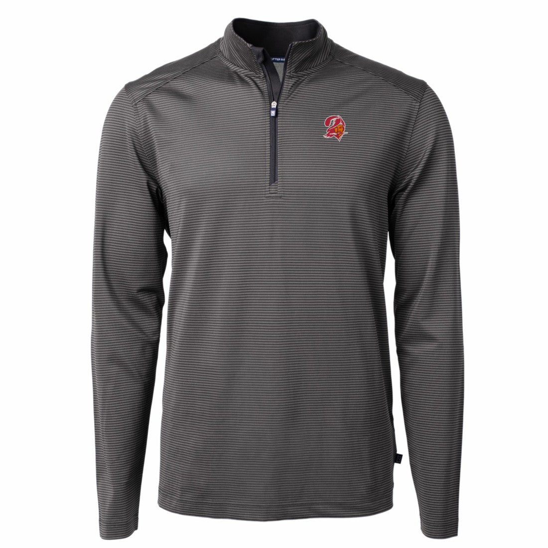 NFL Tampa Bay Buccaneers Cutter & Buck Big & Tall Virtue Eco Pique Micro Stripe Tri-Blend Quarter-Zip Jacket
