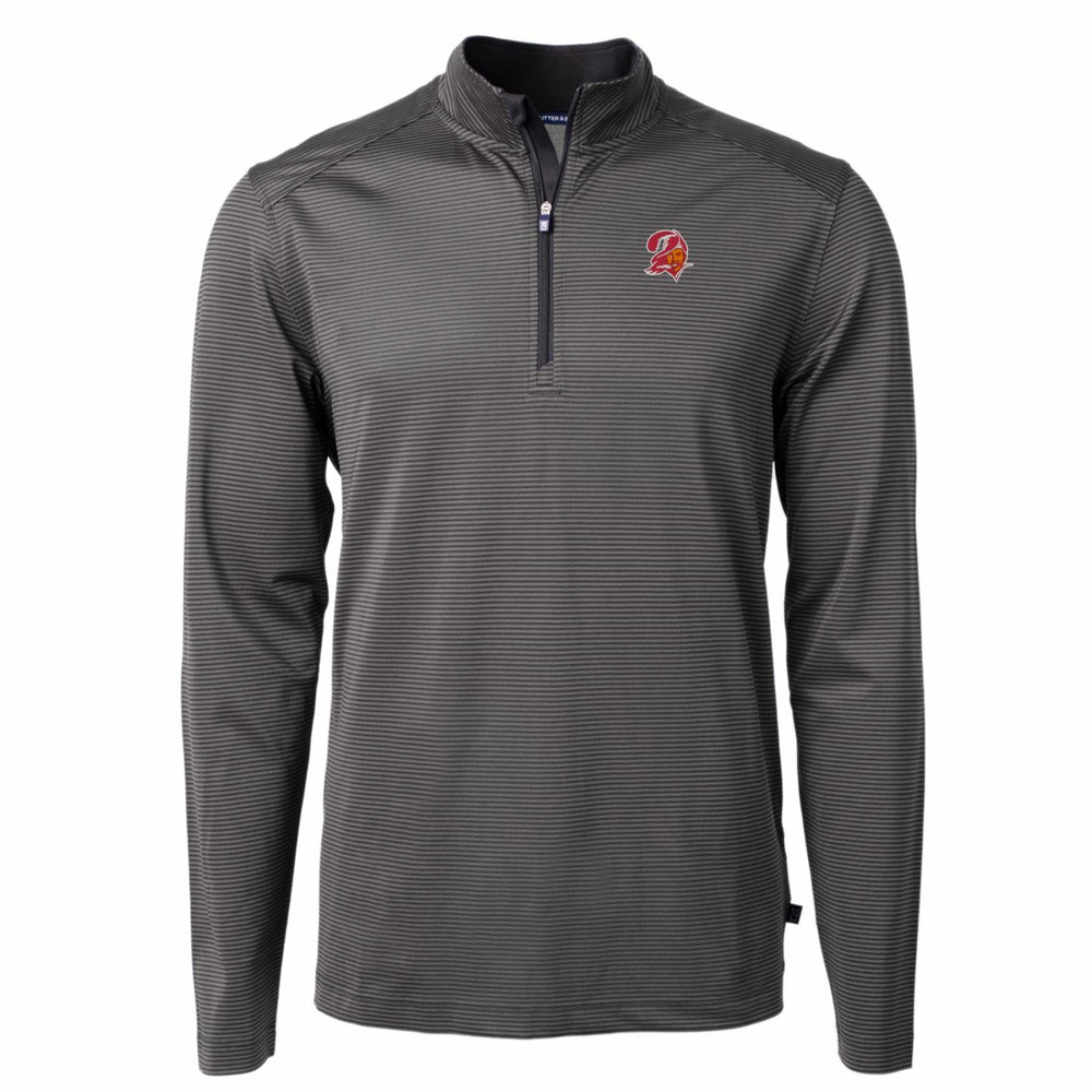 NFL Tampa Bay Buccaneers Cutter & Buck Big & Tall Virtue Eco Pique Micro Stripe Tri-Blend Quarter-Zip Jacket