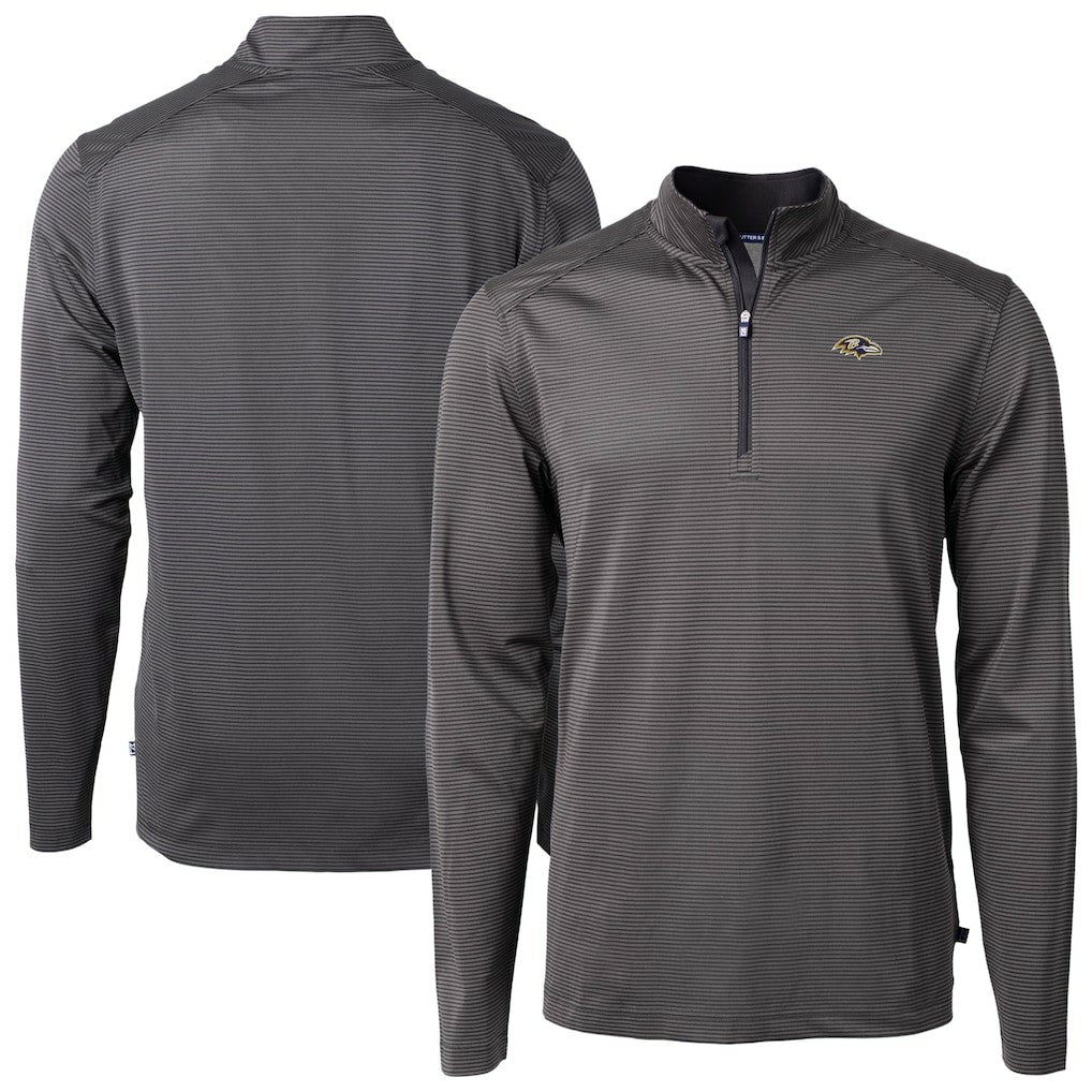 NFL Baltimore Ravens Cutter & Buck Big & Tall Virtue Eco Pique Micro Stripe Tri-Blend Quarter-Zip Jacket