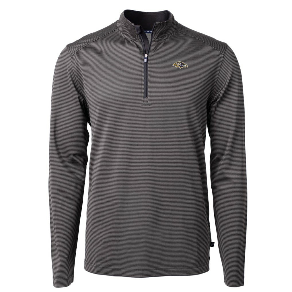 NFL Baltimore Ravens Cutter & Buck Big & Tall Virtue Eco Pique Micro Stripe Tri-Blend Quarter-Zip Jacket