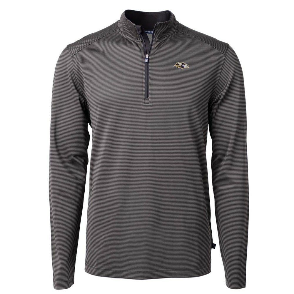 NFL Baltimore Ravens Cutter & Buck Big & Tall Virtue Eco Pique Micro Stripe Tri-Blend Quarter-Zip Jacket