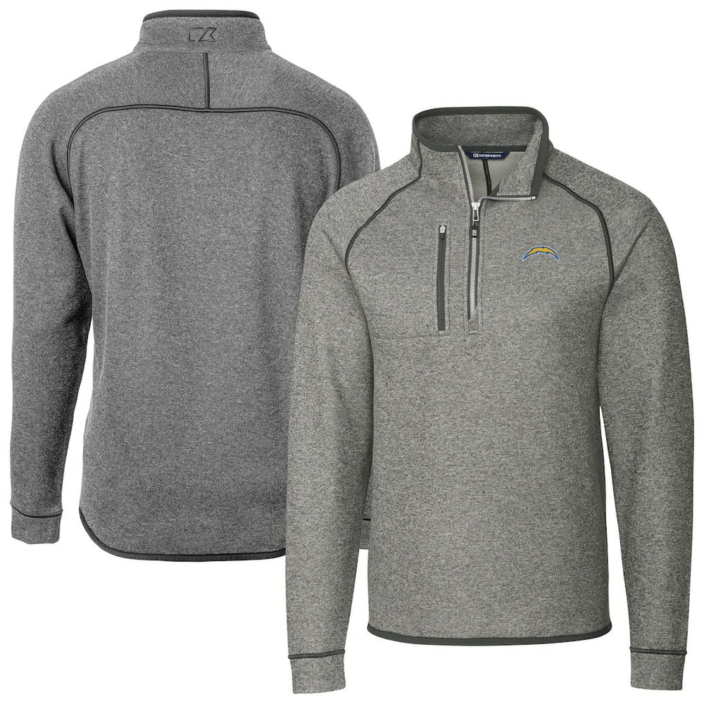 NFL Los Angeles Chargers Cutter & Buck Big & Tall Mainsail Sweater-Knit Raglan Half-Zip Jacket