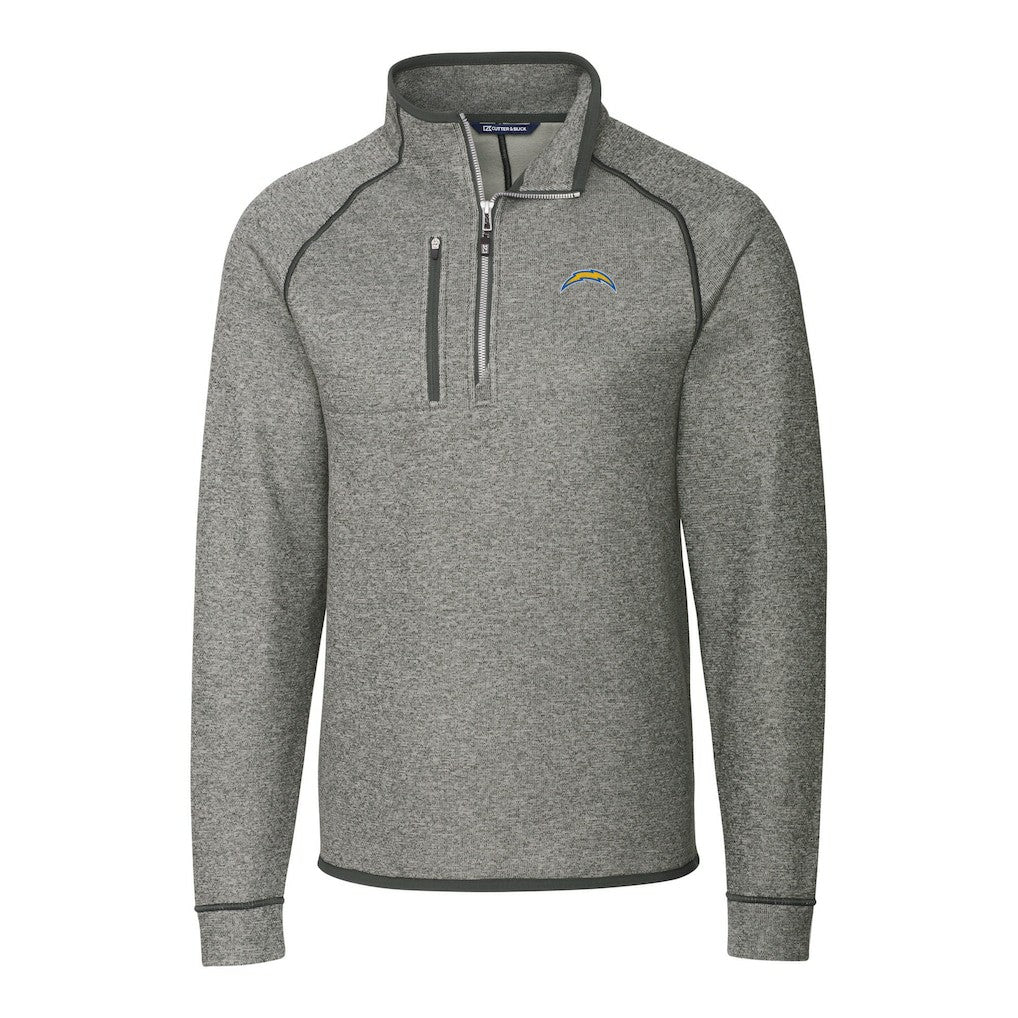 NFL Los Angeles Chargers Cutter & Buck Big & Tall Mainsail Sweater-Knit Raglan Half-Zip Jacket