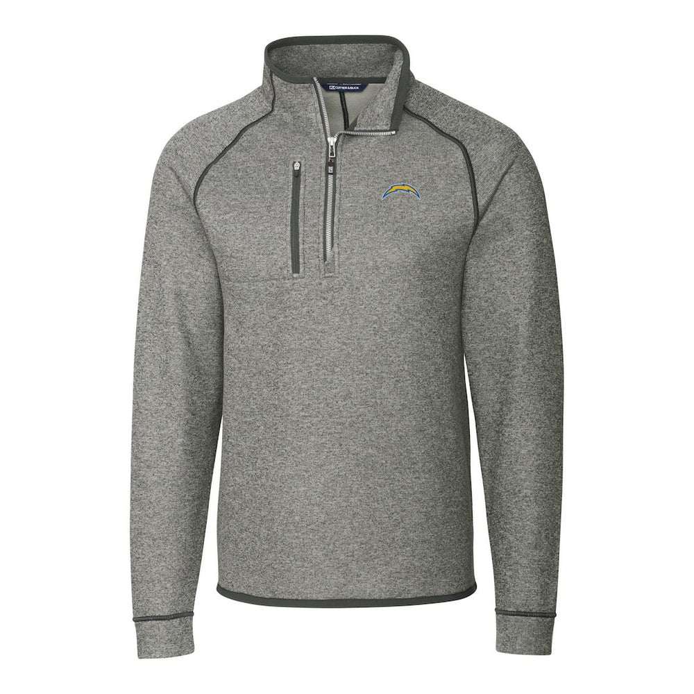 NFL Los Angeles Chargers Cutter & Buck Big & Tall Mainsail Sweater-Knit Raglan Half-Zip Jacket