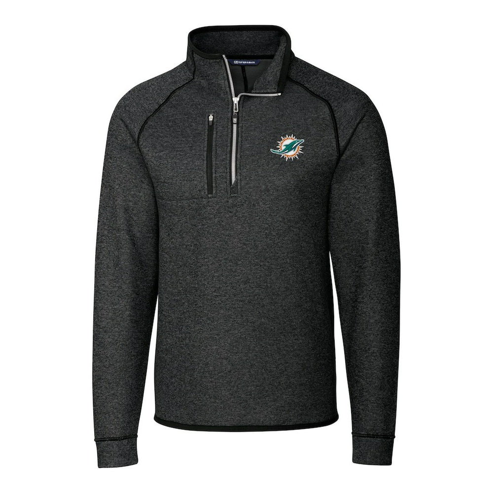 NFL Miami Dolphins Cutter & Buck Big & Tall Mainsail Sweater-Knit Half-Zip Jacket