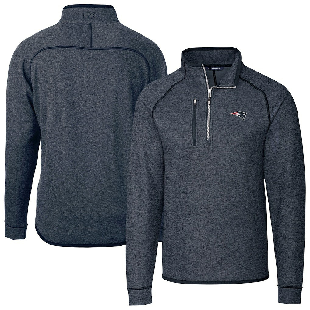 NFL New England Patriots Cutter & Buck Big & Tall Mainsail Sweater-Knit Half-Zip Jacket