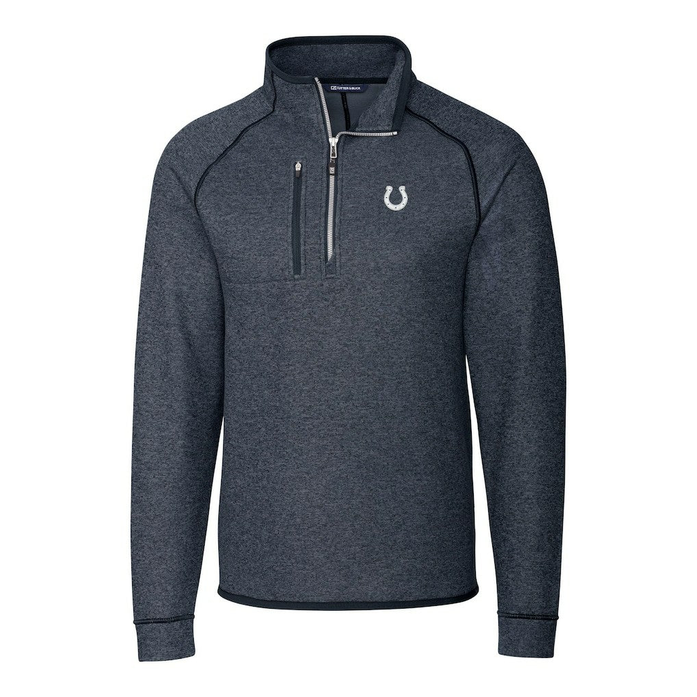 NFL Indianapolis Colts Cutter & Buck Big & Tall Mainsail Sweater-Knit Half-Zip Jacket