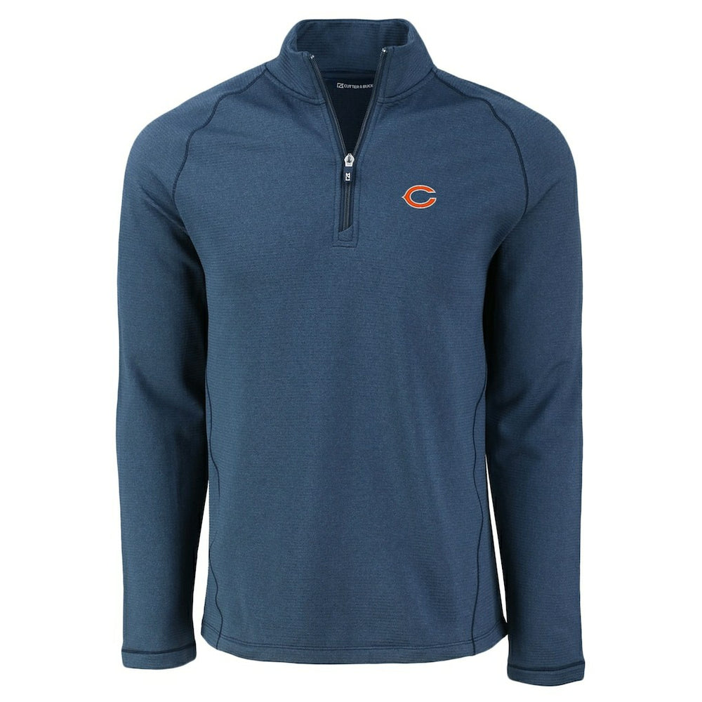 NFL Chicago Bears Cutter & Buck Peshastin Eco Fleece Tri-Blend Raglan Recycled Quarter-Zip Jacket