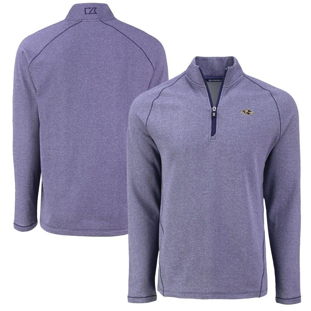 NFL Baltimore Ravens Cutter & Buck Peshastin Eco Fleece Tri-Blend Raglan Recycled Quarter-Zip Jacket
