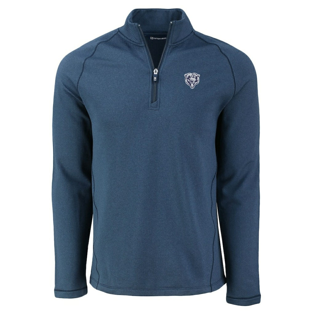NFL Chicago Bears Cutter & Buck Peshastin Eco Fleece Tri-Blend Raglan Recycled Quarter-Zip Jacket