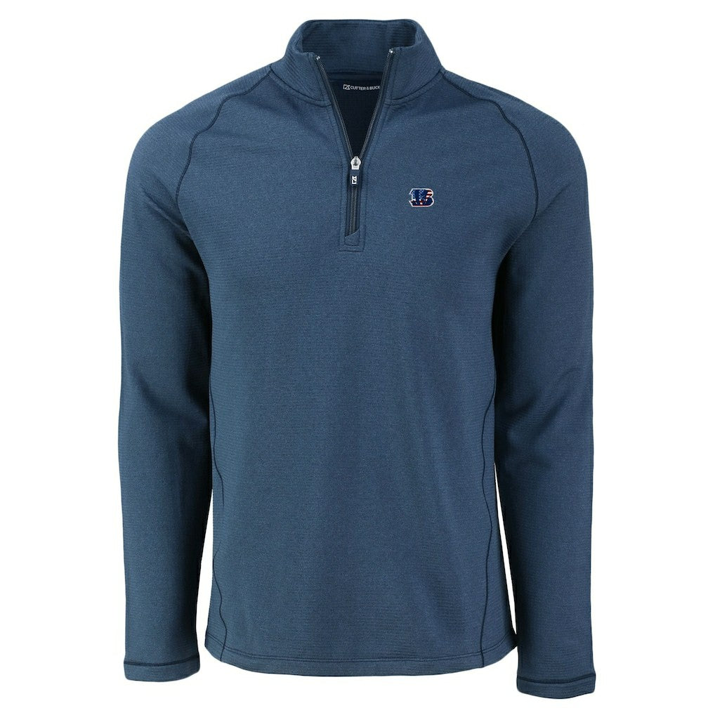 NFL Cincinnati Bengals Cutter & Buck Peshastin Eco Fleece Tri-Blend Raglan Recycled Quarter-Zip Jacket