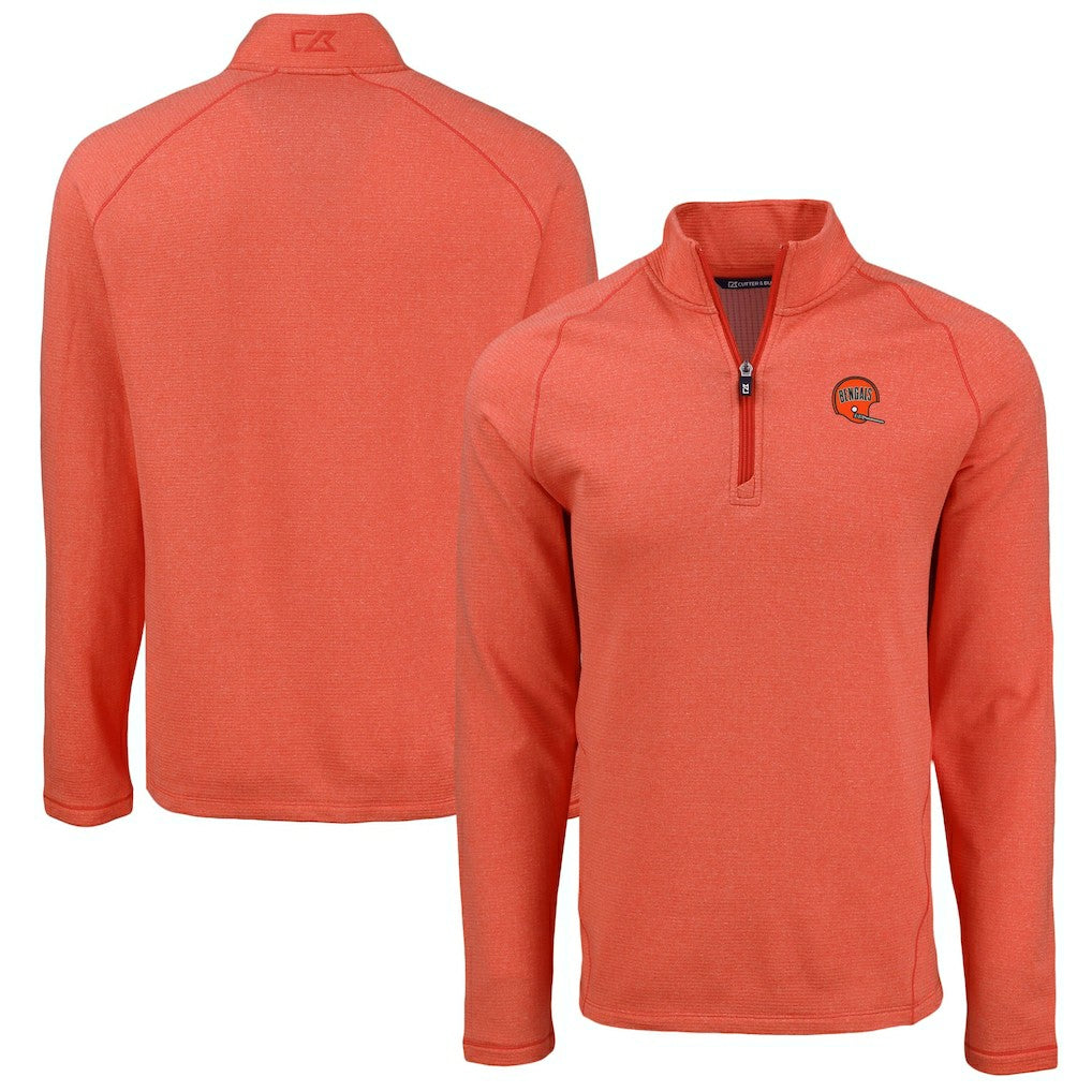 NFL Cincinnati Bengals Cutter & Buck Peshastin Eco Fleece Tri-Blend Raglan Recycled Quarter-Zip Jacket