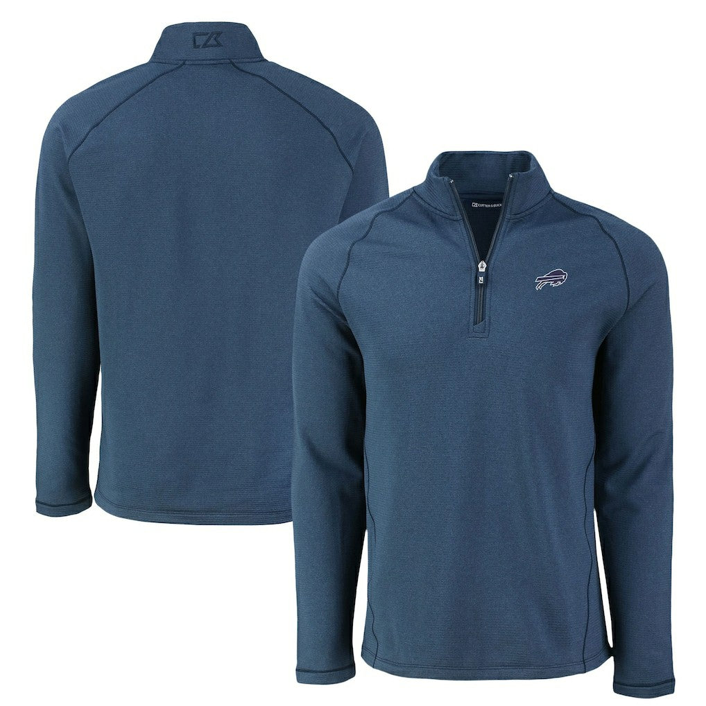 NFL Buffalo Bills Cutter & Buck Peshastin Eco Fleece Tri-Blend Raglan Recycled Quarter-Zip Jacket