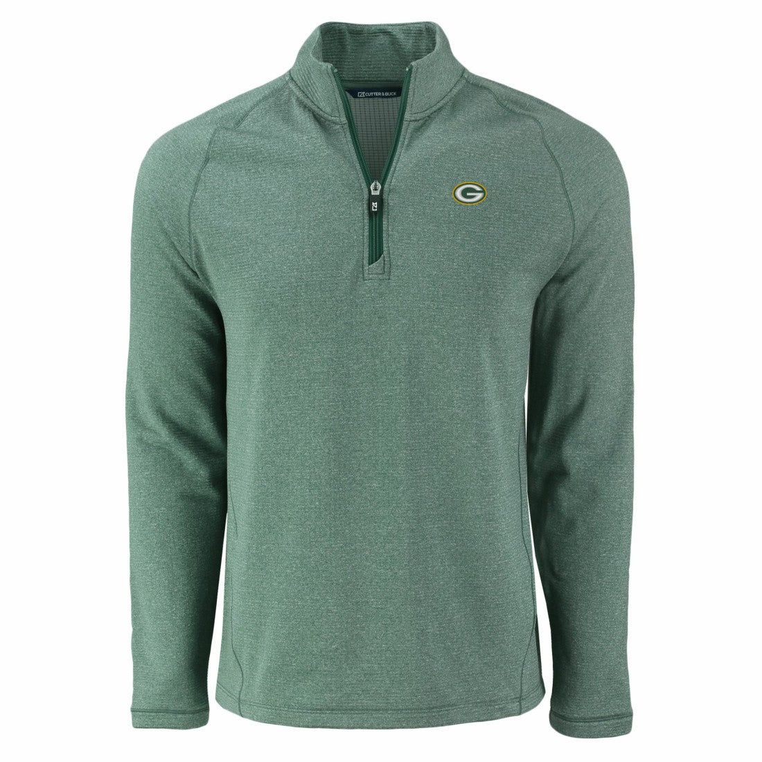 NFL Green Bay Packers Cutter & Buck Peshastin Eco Fleece Tri-Blend Raglan Recycled Quarter-Zip Jacket