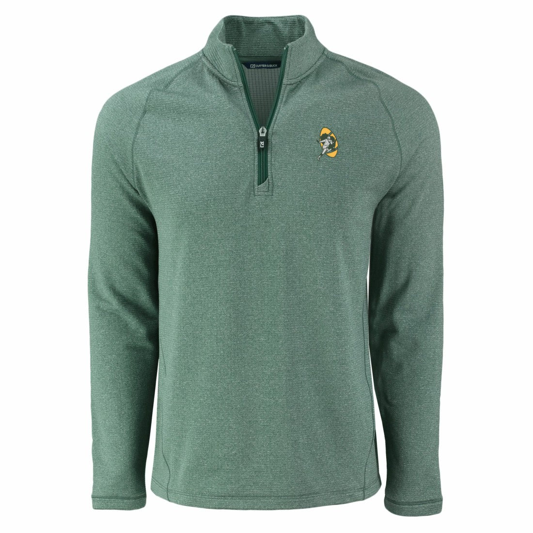NFL Green Bay Packers Cutter & Buck Peshastin Eco Fleece Tri-Blend Raglan Recycled Quarter-Zip Jacket