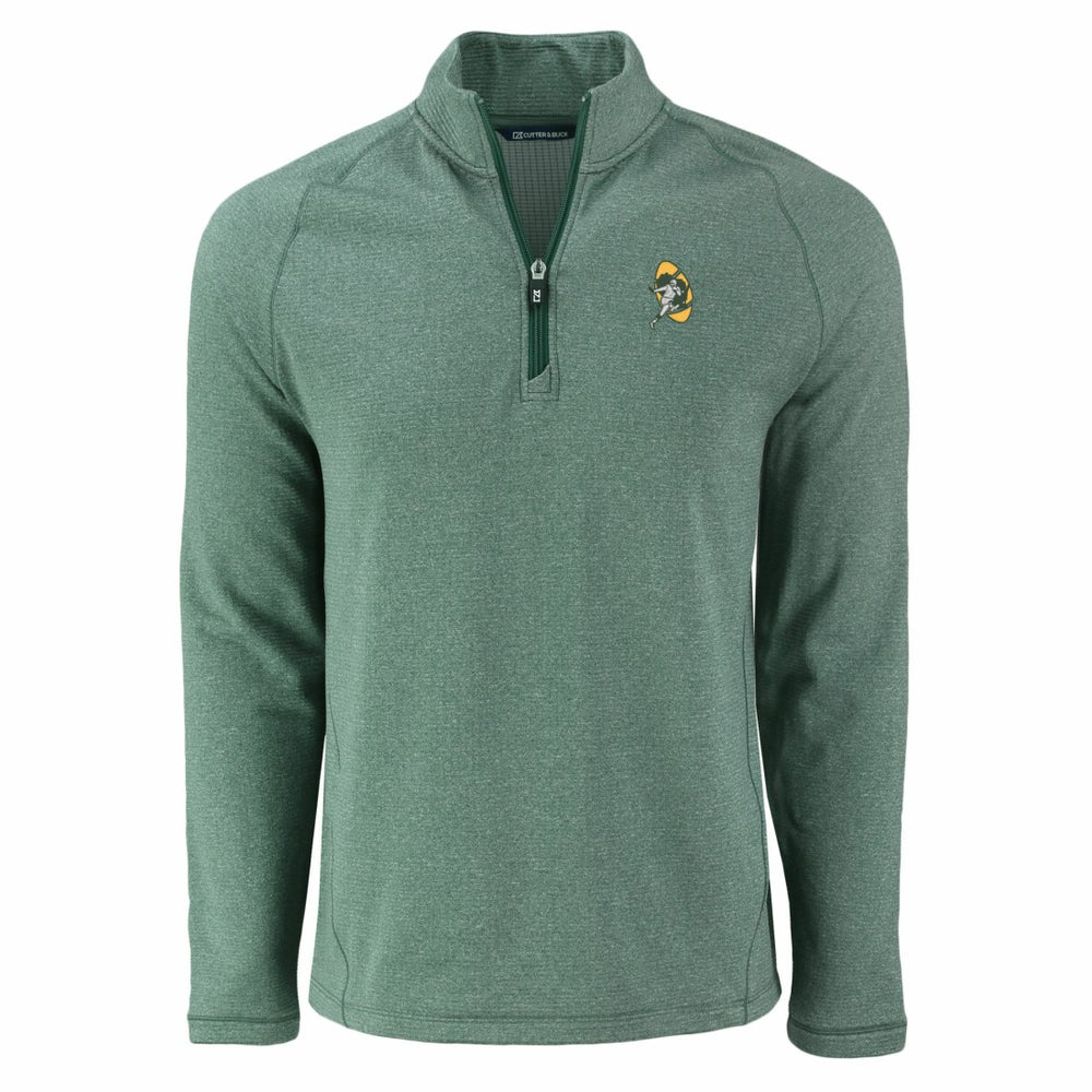 NFL Green Bay Packers Cutter & Buck Peshastin Eco Fleece Tri-Blend Raglan Recycled Quarter-Zip Jacket