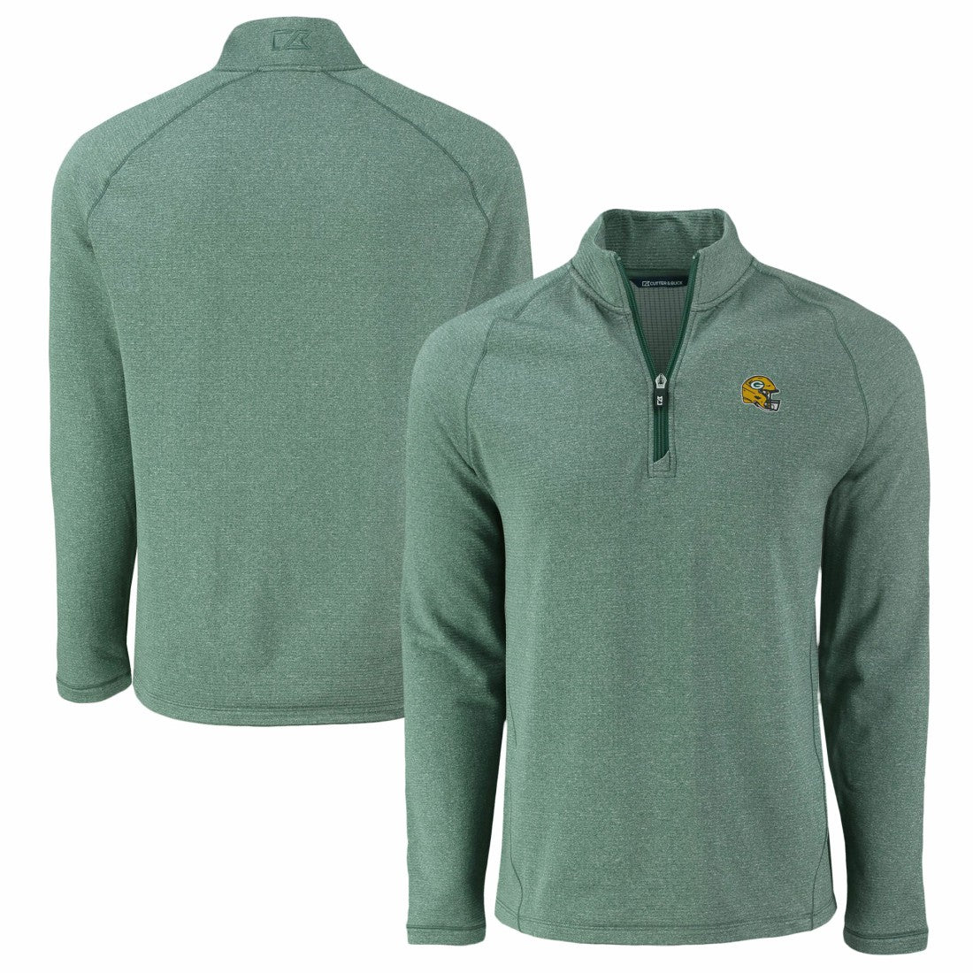NFL Green Bay Packers Cutter & Buck Peshastin Eco Fleece Tri-Blend Raglan Recycled Quarter-Zip Jacket