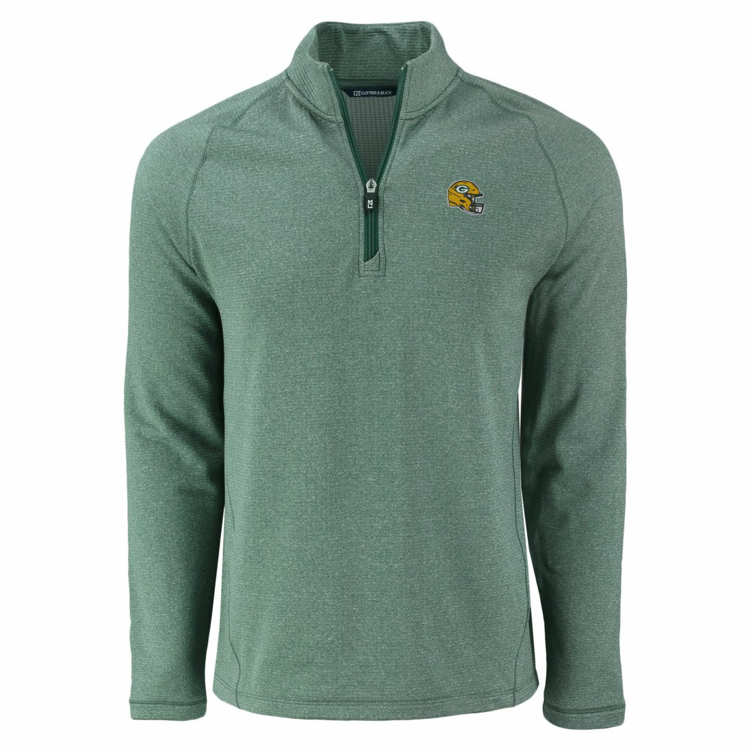 NFL Green Bay Packers Cutter & Buck Peshastin Eco Fleece Tri-Blend Raglan Recycled Quarter-Zip Jacket