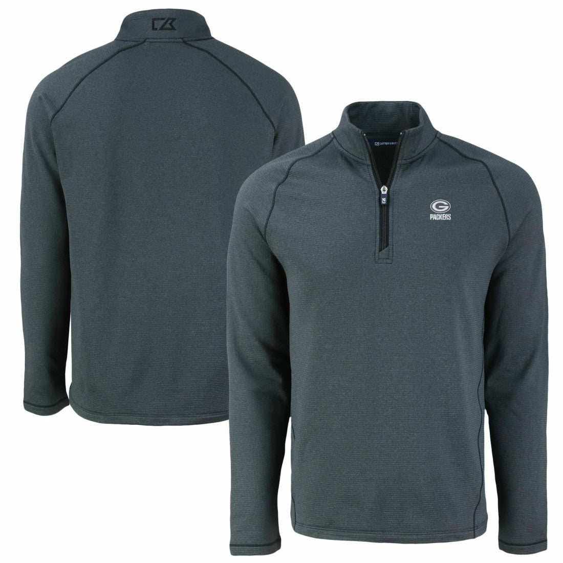 NFL Green Bay Packers Cutter & Buck Peshastin Eco Fleece Tri-Blend Raglan Recycled Quarter-Zip Jacket