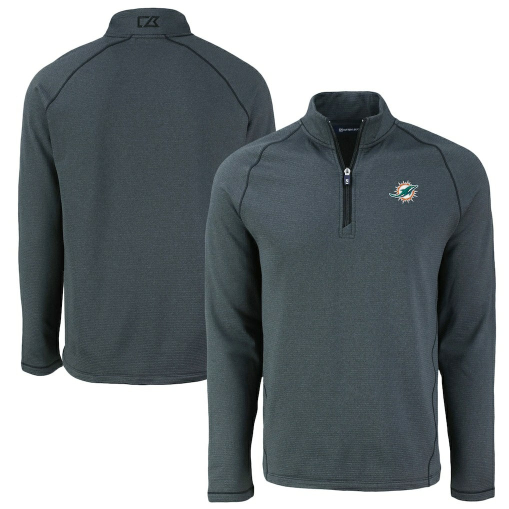 NFL Miami Dolphins Cutter & Buck Peshastin Eco Fleece Tri-Blend Raglan Recycled Quarter-Zip Jacket