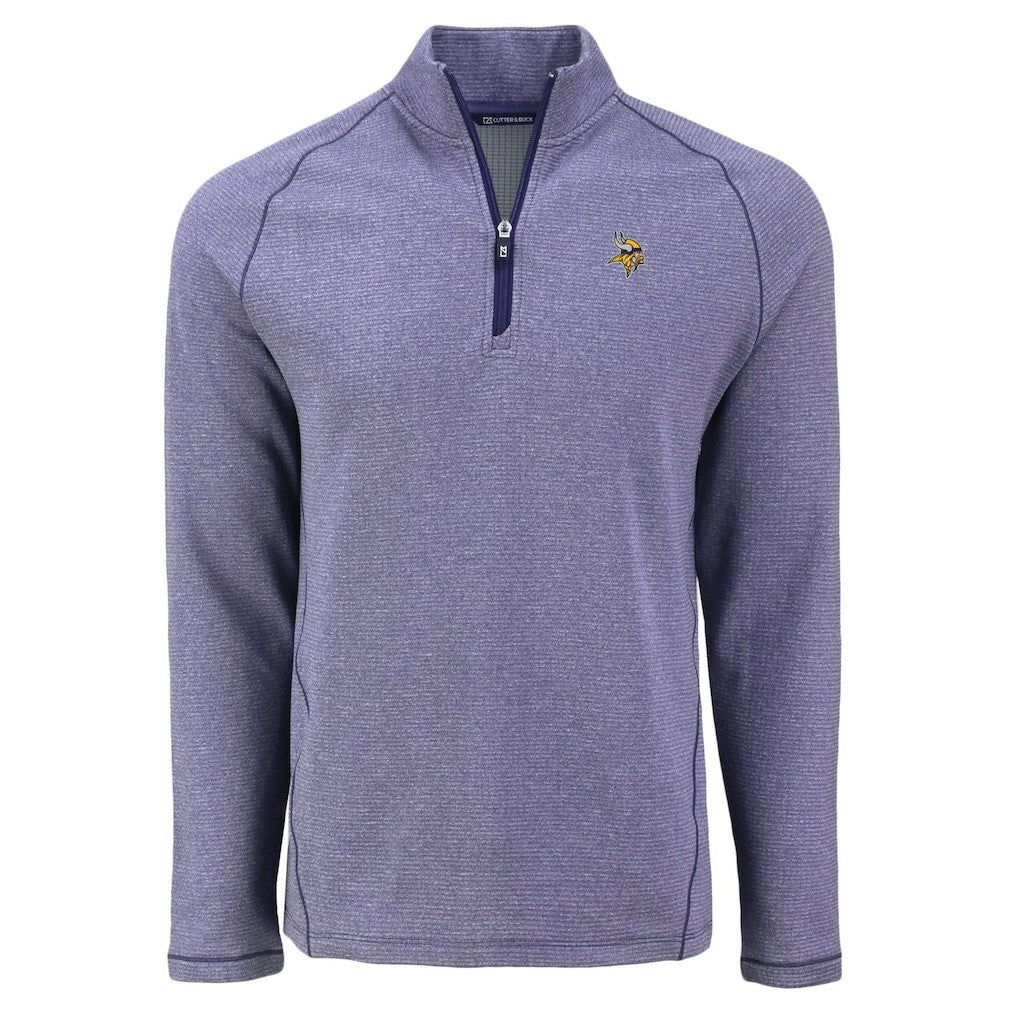 NFL Minnesota Vikings Cutter & Buck Peshastin Eco Fleece Tri-Blend Raglan Recycled Quarter-Zip Jacket