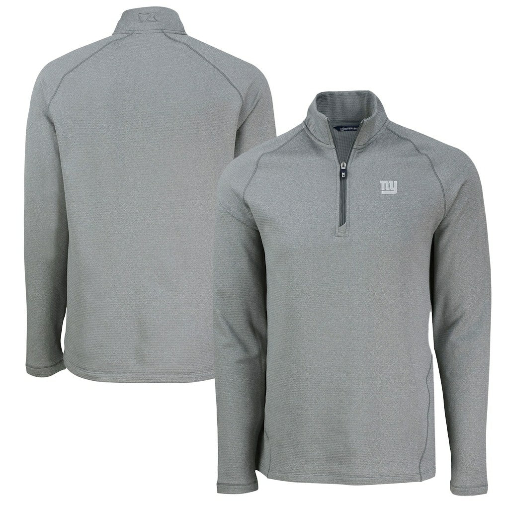NFL New York Giants Cutter & Buck Peshastin Eco Fleece Tri-Blend Raglan Recycled Quarter-Zip Jacket