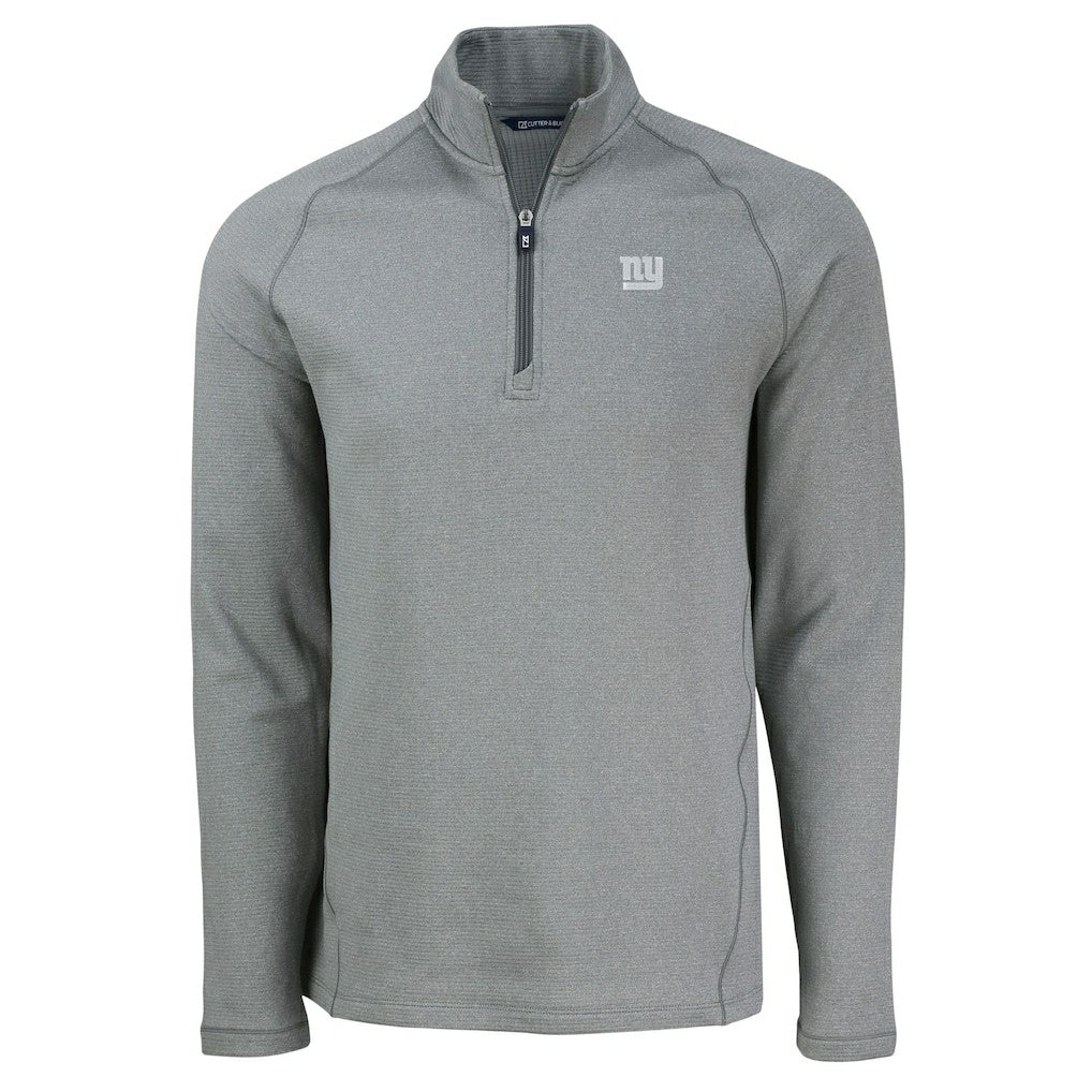 NFL New York Giants Cutter & Buck Peshastin Eco Fleece Tri-Blend Raglan Recycled Quarter-Zip Jacket