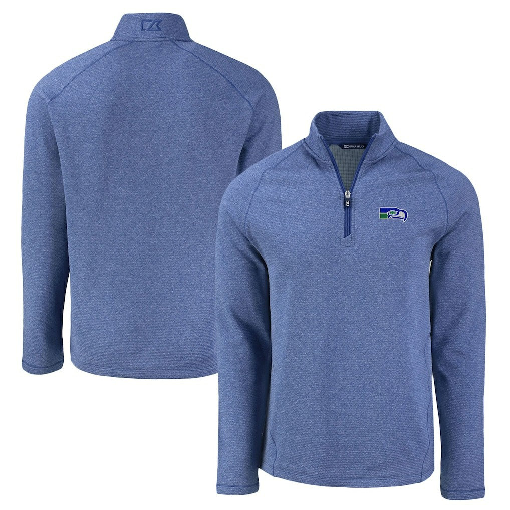 NFL Seattle Seahawks Cutter & Buck Peshastin Eco Fleece Tri-Blend Raglan Recycled Quarter-Zip Jacket