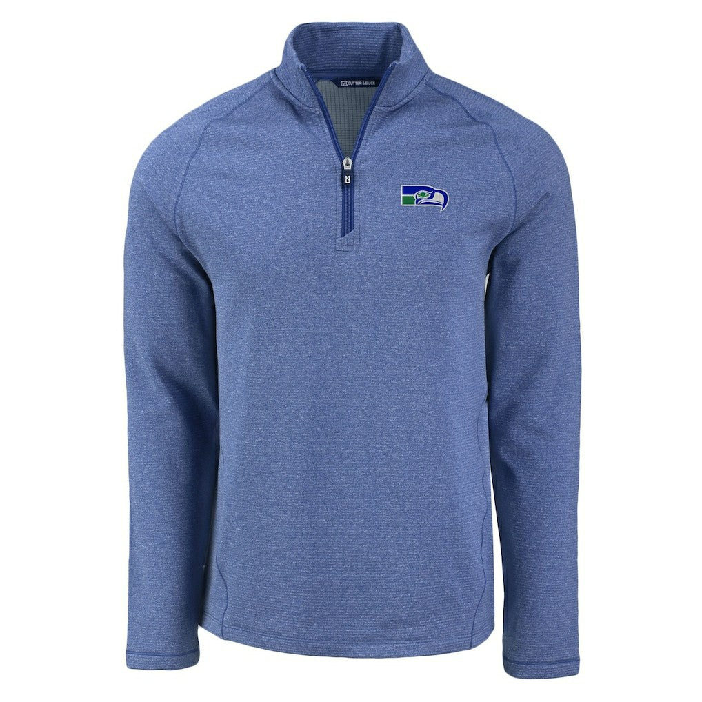 NFL Seattle Seahawks Cutter & Buck Peshastin Eco Fleece Tri-Blend Raglan Recycled Quarter-Zip Jacket