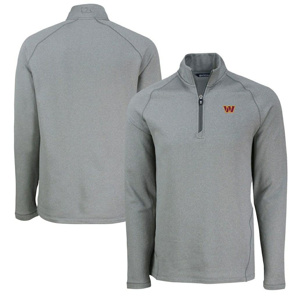 NFL Washington Commanders Cutter & Buck Peshastin Eco Fleece Tri-Blend Raglan Recycled Quarter-Zip Jacket