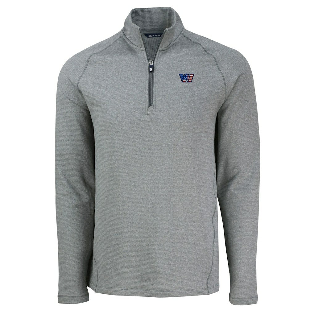 NFL Washington Commanders Cutter & Buck Peshastin Eco Fleece Tri-Blend Raglan Recycled Quarter-Zip Jacket