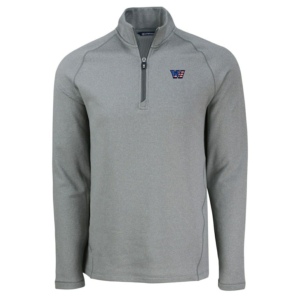 NFL Washington Commanders Cutter & Buck Peshastin Eco Fleece Tri-Blend Raglan Recycled Quarter-Zip Jacket