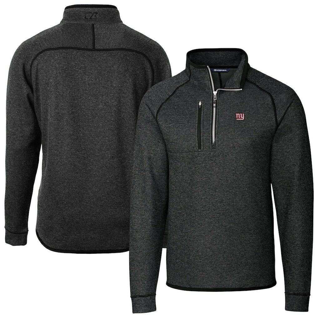 NFL New York Giants Cutter & Buck Big & Tall Mainsail Sweater-Knit Raglan Half-Zip Jacket