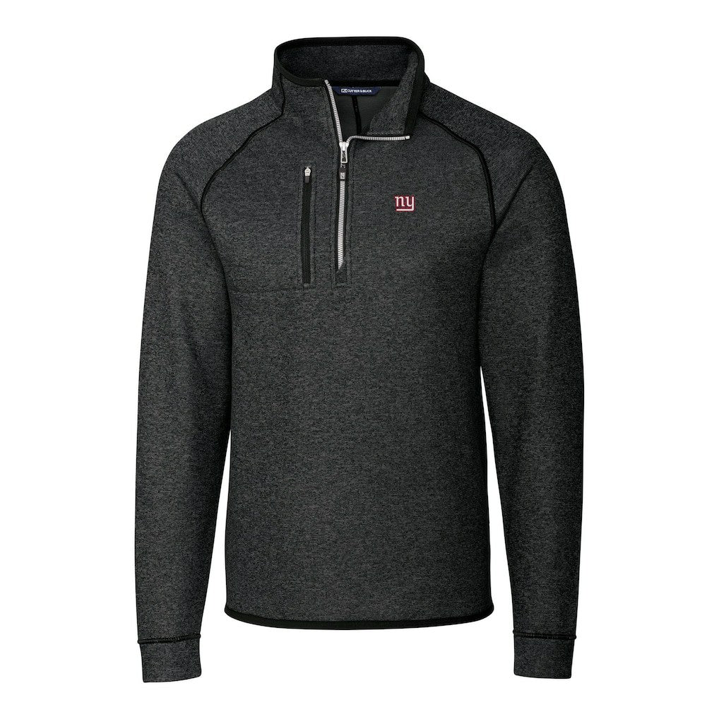NFL New York Giants Cutter & Buck Big & Tall Mainsail Sweater-Knit Raglan Half-Zip Jacket