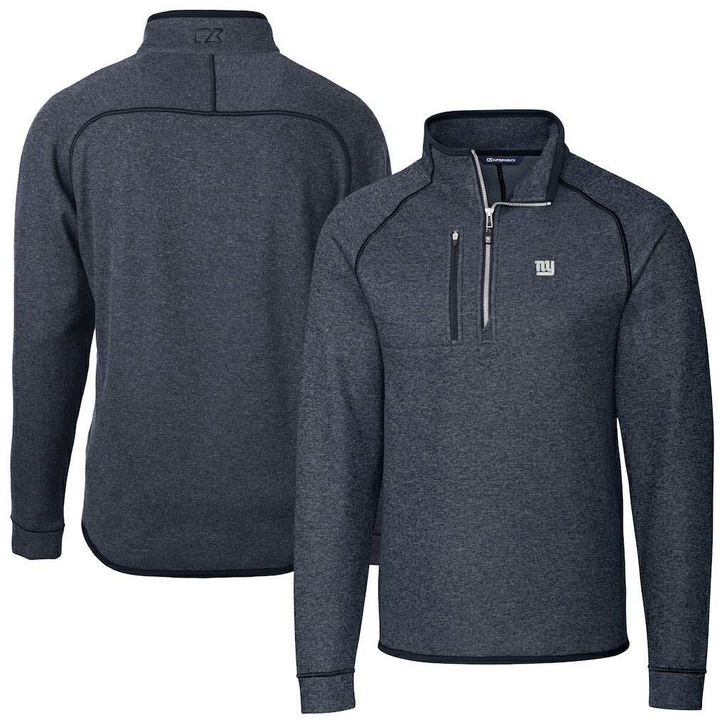 NFL New York Giants Cutter & Buck Big & Tall Mainsail Sweater-Knit Raglan Half-Zip Jacket