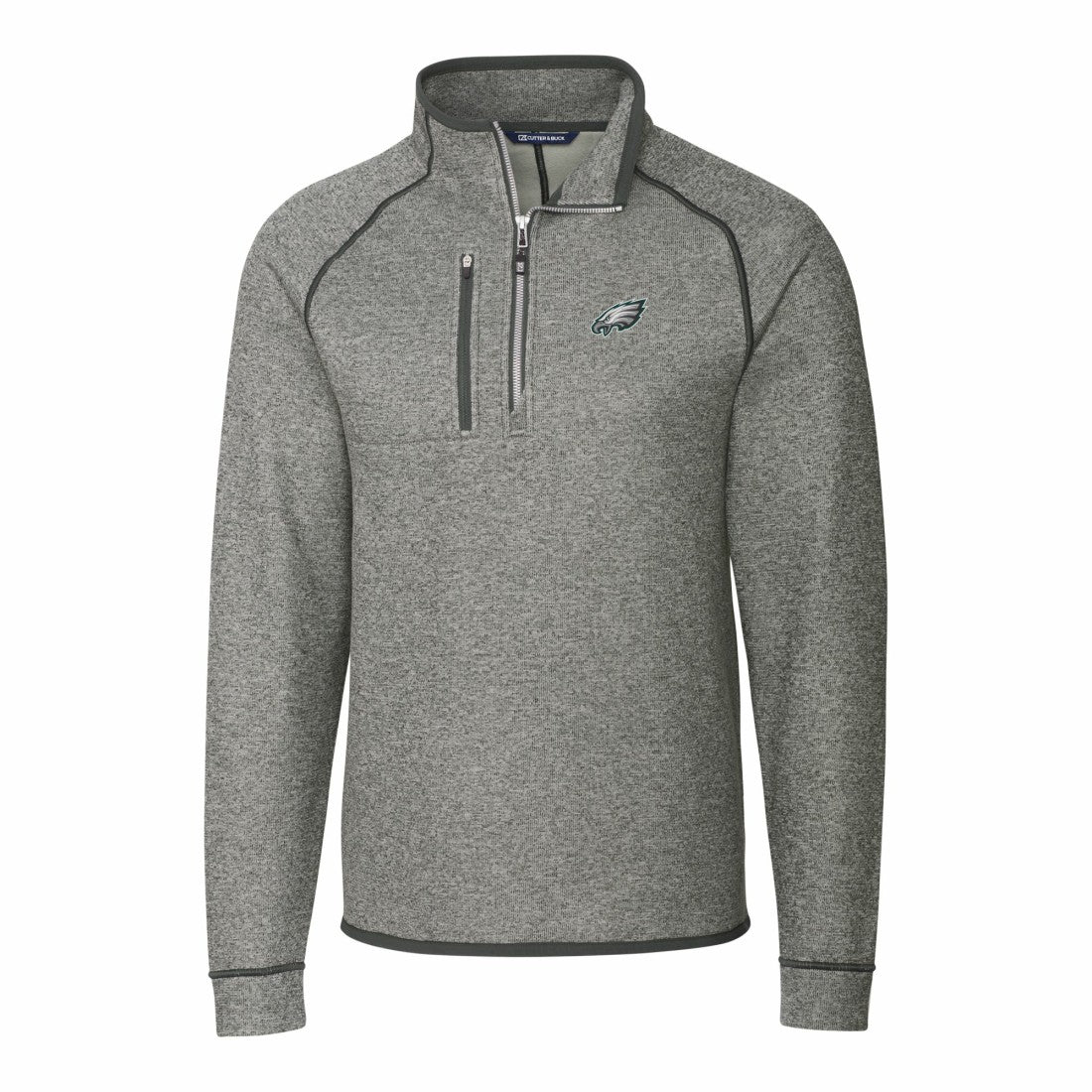 NFL Philadelphia Eagles Cutter & Buck Big & Tall Mainsail Sweater-Knit Raglan Half-Zip Jacket