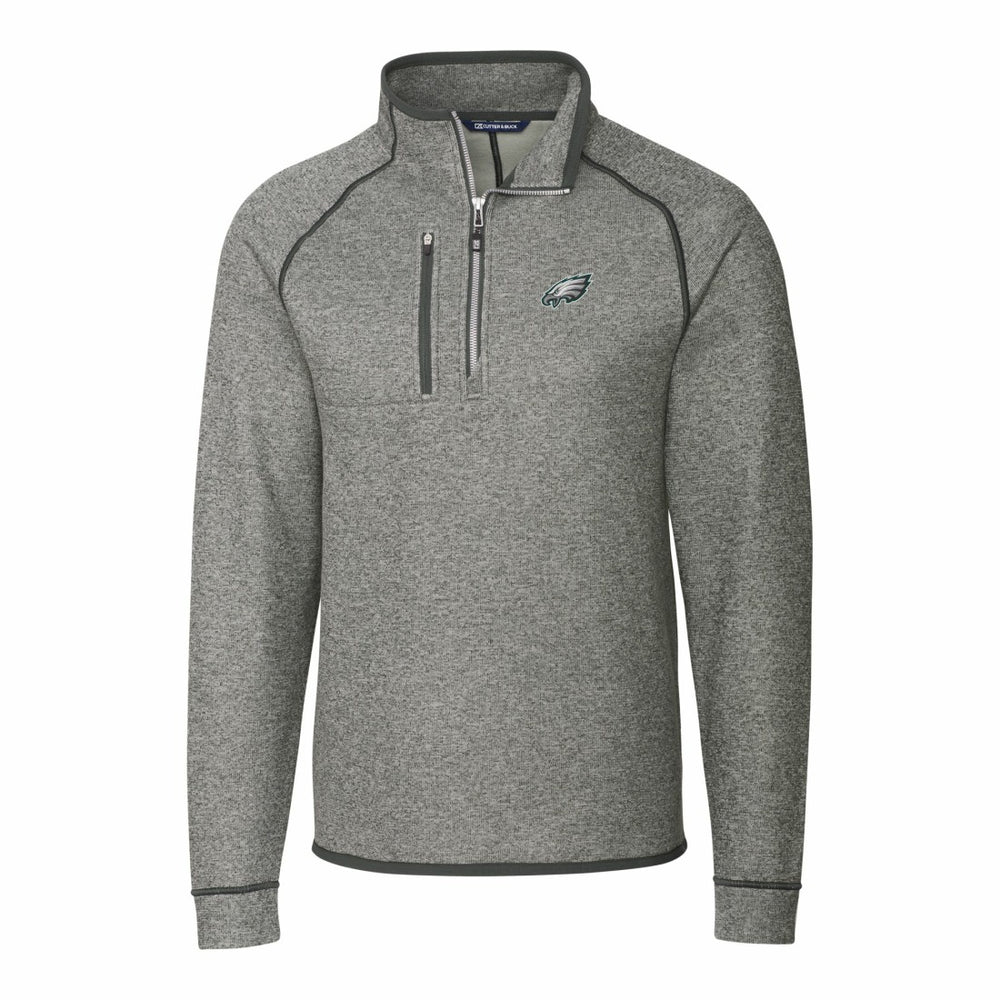 NFL Philadelphia Eagles Cutter & Buck Big & Tall Mainsail Sweater-Knit Raglan Half-Zip Jacket
