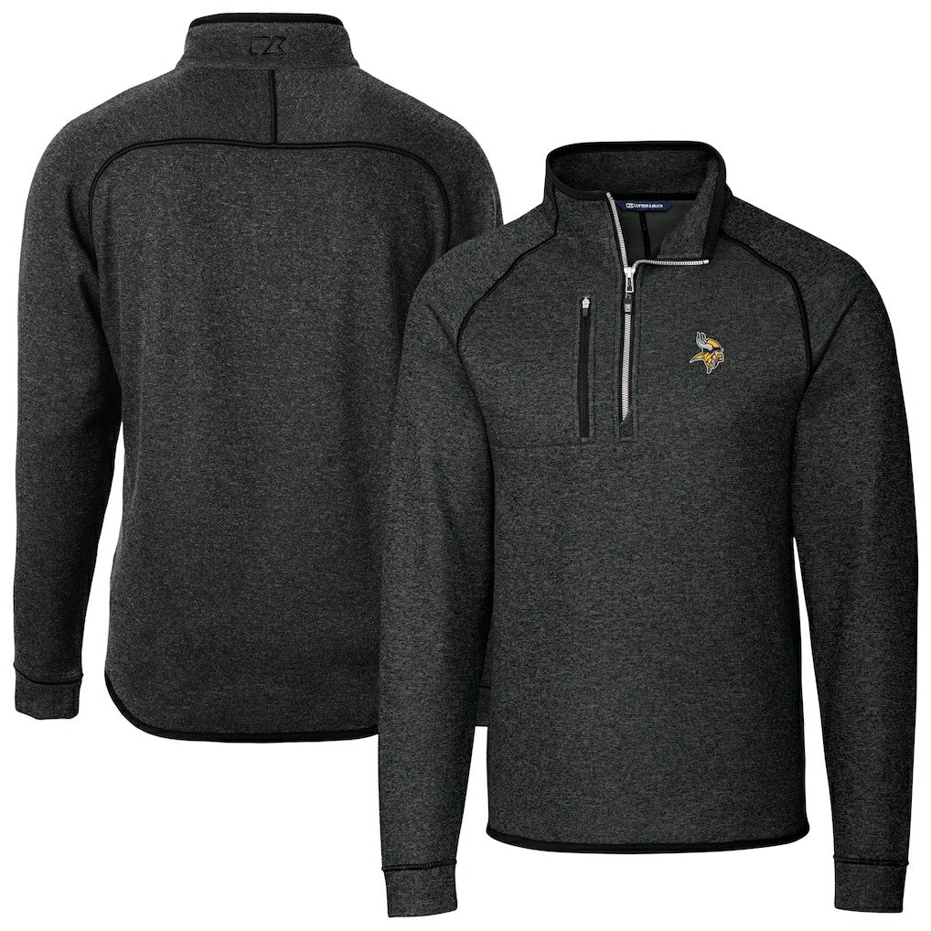 NFL Minnesota Vikings Cutter & Buck Big & Tall Mainsail Sweater-Knit Raglan Half-Zip Jacket