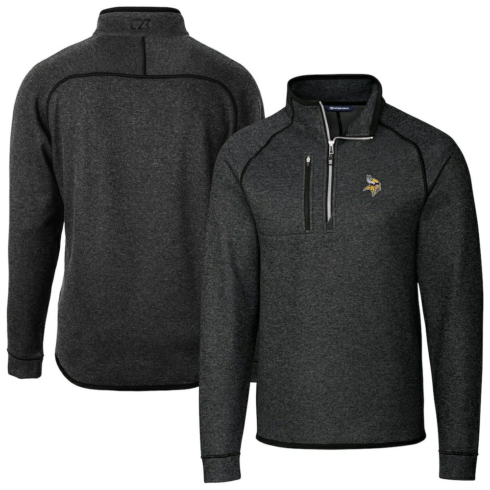 NFL Minnesota Vikings Cutter & Buck Big & Tall Mainsail Sweater-Knit Raglan Half-Zip Jacket
