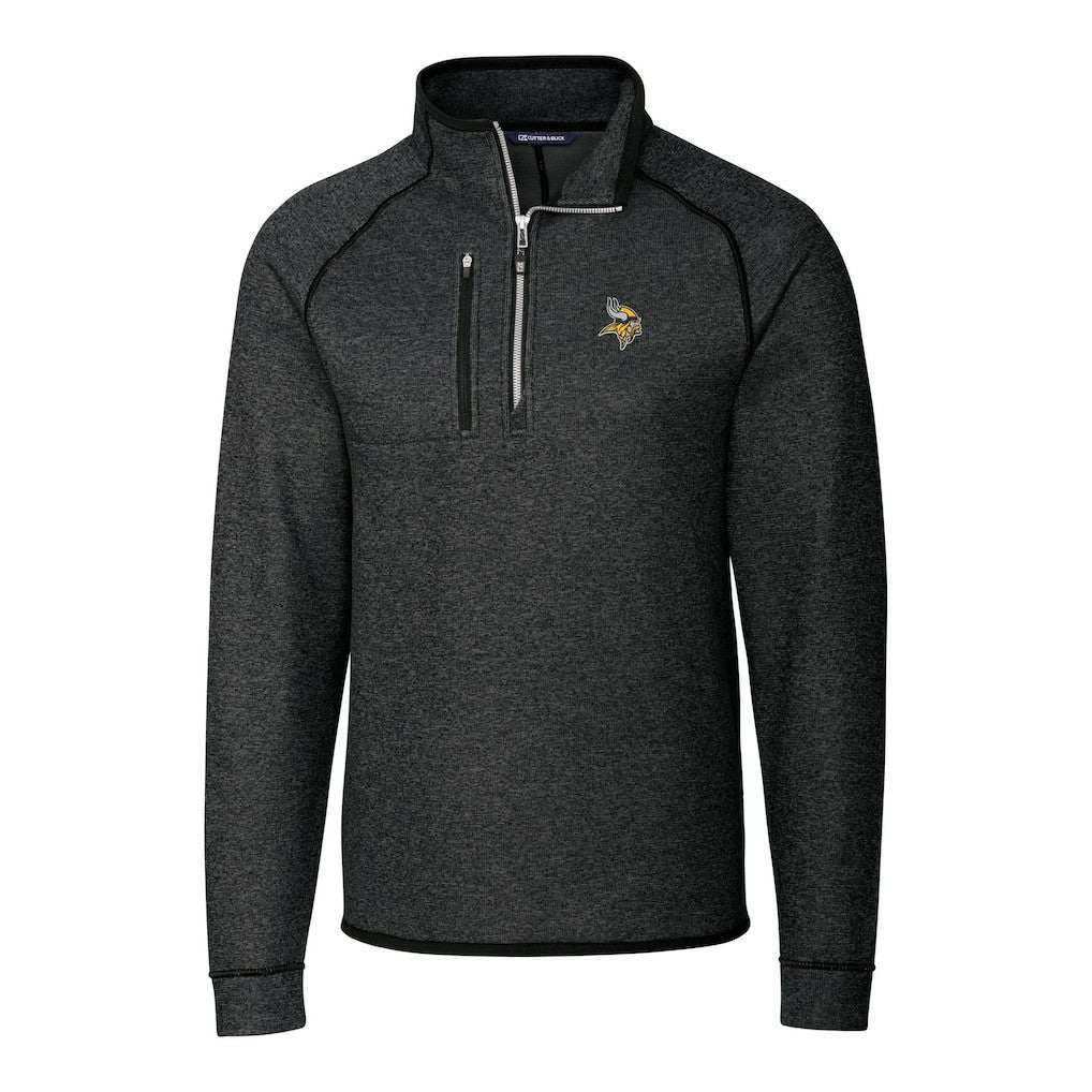 NFL Minnesota Vikings Cutter & Buck Big & Tall Mainsail Sweater-Knit Raglan Half-Zip Jacket