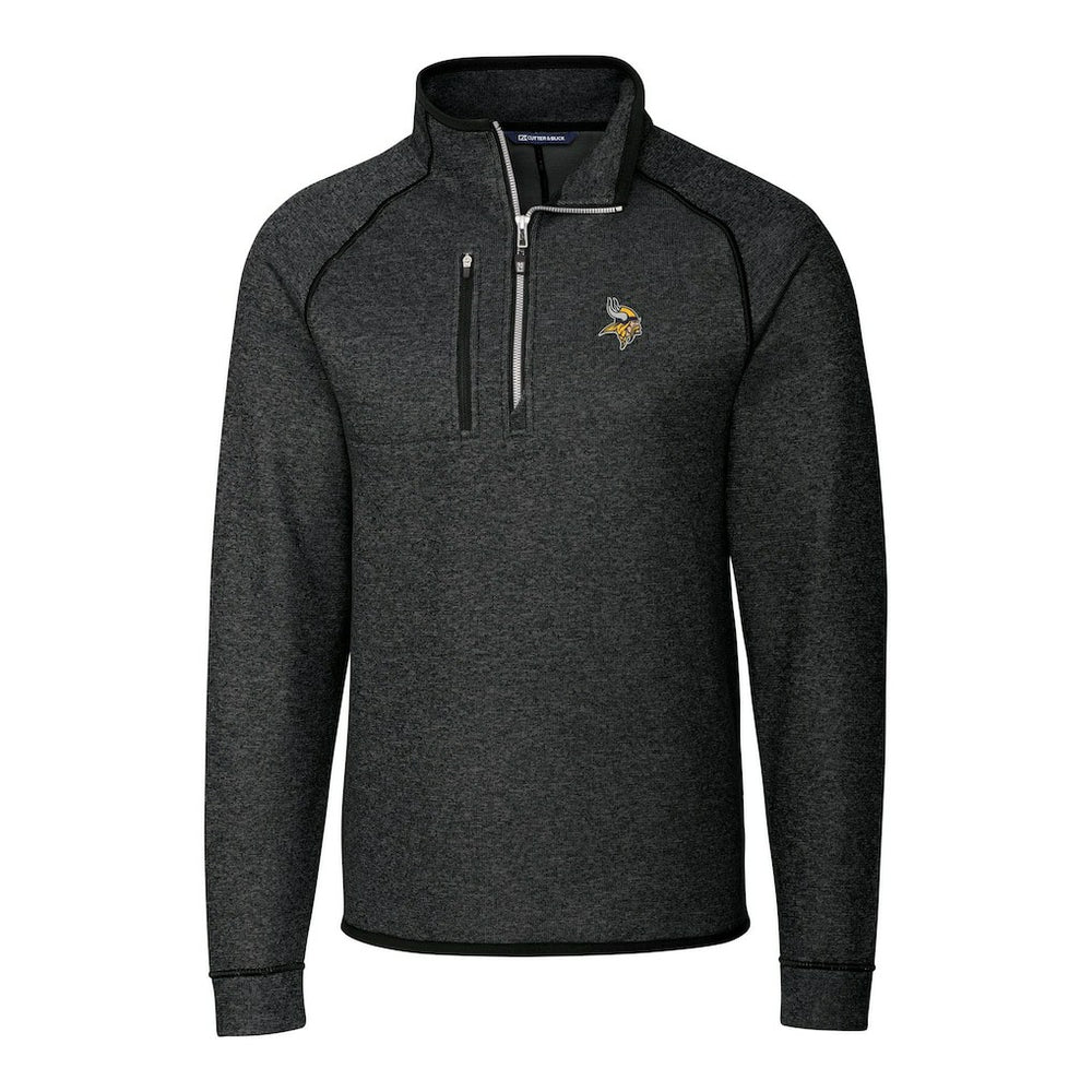 NFL Minnesota Vikings Cutter & Buck Big & Tall Mainsail Sweater-Knit Raglan Half-Zip Jacket
