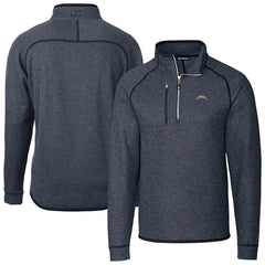 NFL Los Angeles Chargers Cutter & Buck Big & Tall Mainsail Sweater-Knit Raglan Half-Zip Jacket