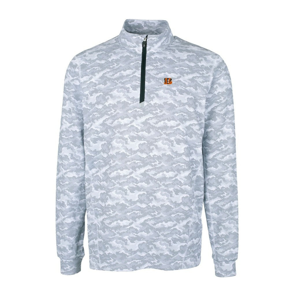 NFL Cincinnati Bengals Cutter & Buck Big & Tall Traverse Eco Camo Tri-Blend DryTec Quarter-Zip Jacket