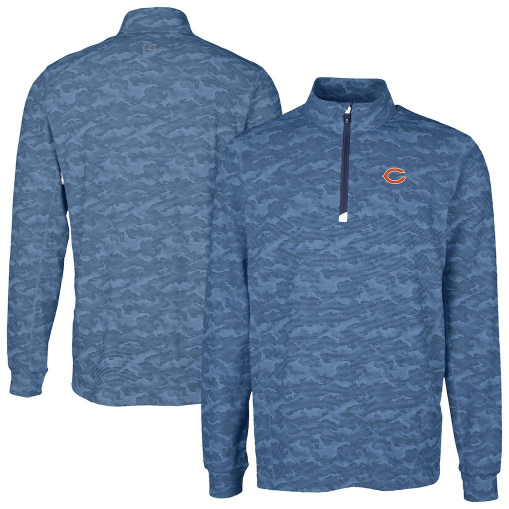 NFL Chicago Bears Cutter & Buck Big & Tall Traverse Eco Camo Tri-Blend DryTec Quarter-Zip Jacket