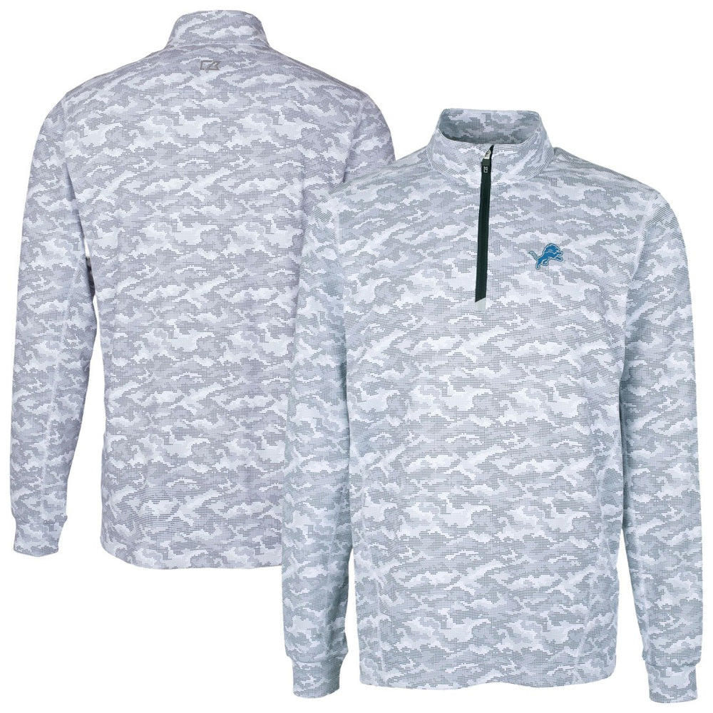 NFL Detroit Lions Cutter & Buck Big & Tall Traverse Eco Camo Tri-Blend DryTec Quarter-Zip Jacket