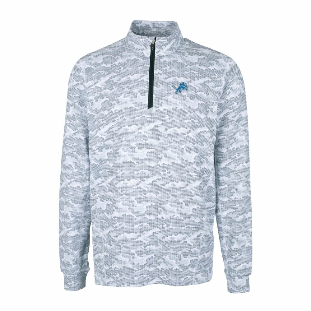 NFL Detroit Lions Cutter & Buck Big & Tall Traverse Eco Camo Tri-Blend DryTec Quarter-Zip Jacket