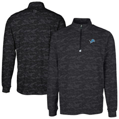 NFL Detroit Lions Cutter & Buck Big & Tall Traverse Eco Camo Tri-Blend DryTec Quarter-Zip Jacket