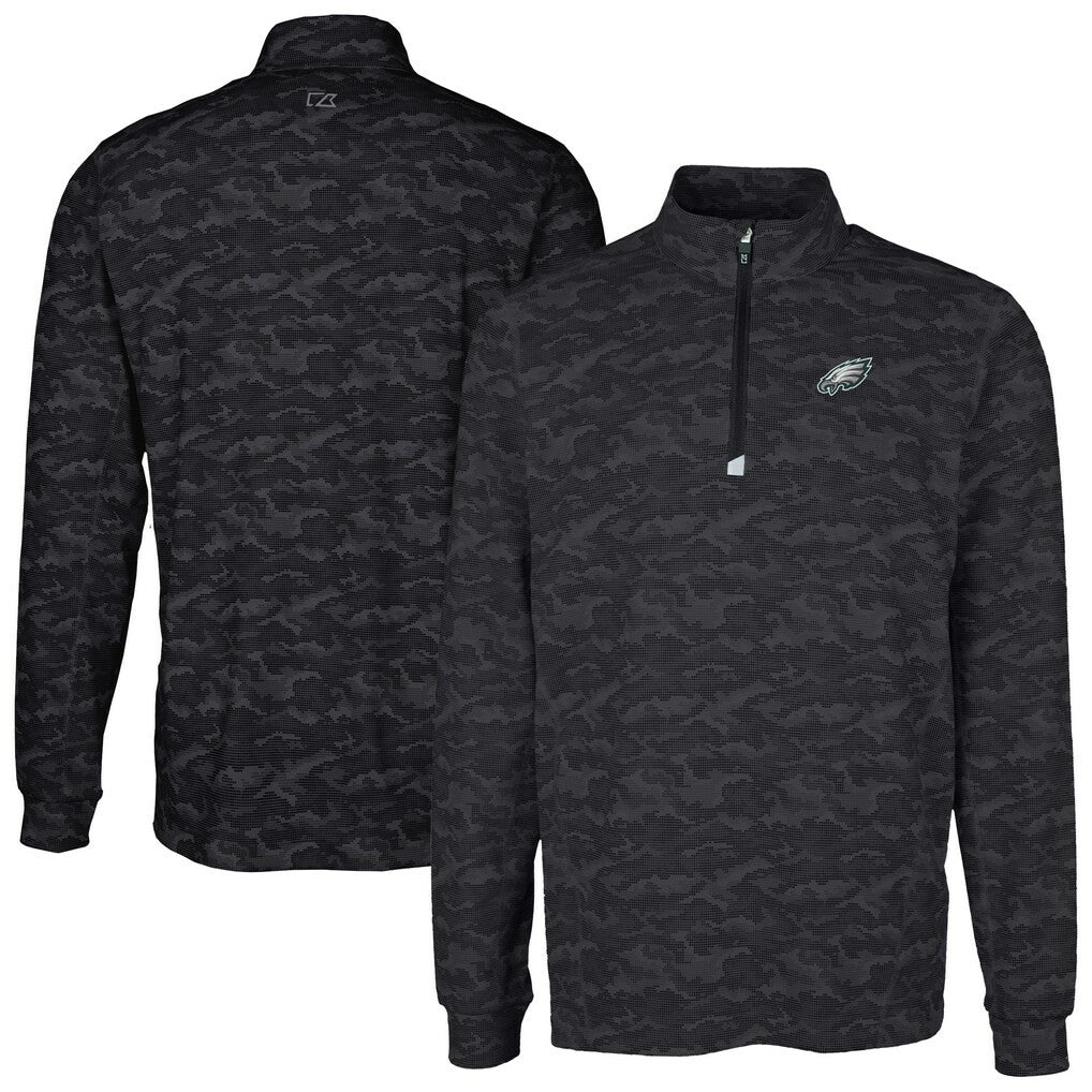 NFL Philadelphia Eagles Cutter & Buck Big & Tall Traverse Eco Camo Tri-Blend DryTec Quarter-Zip Jacket