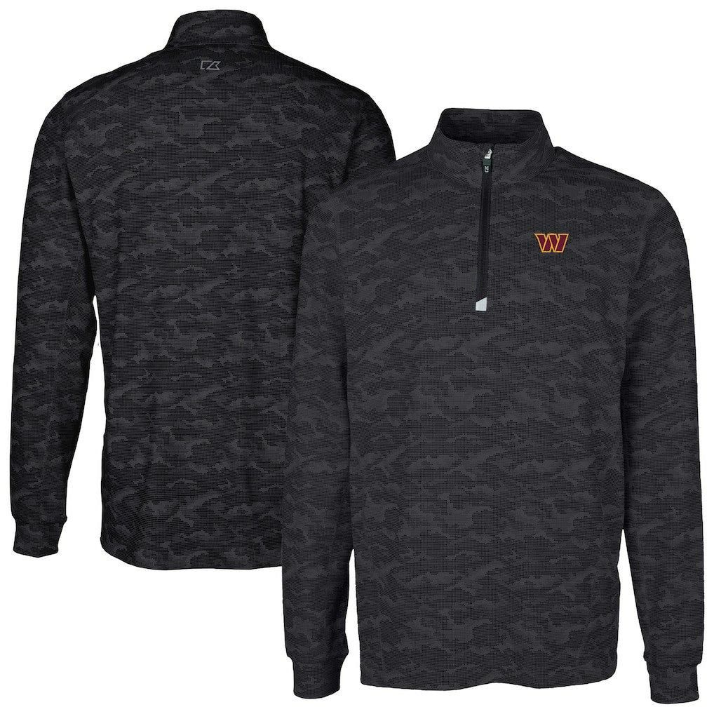 NFL Washington Commanders Cutter & Buck Big & Tall Traverse Eco Camo Tri-Blend DryTec Quarter-Zip Jacket